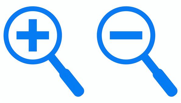 虫眼鏡アイコン 拡大と縮小 青 虫眼鏡,拡大,縮小,ズーム,スケール,ルーペ,レンズ,プラス,マイナス,大きくなるのイラスト素材