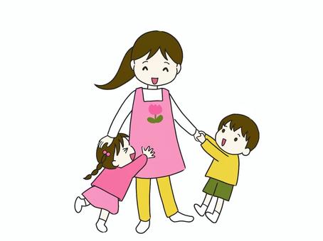 保育士と子ども 保育士,子ども,保育園,保育所,預ける,仕事,遊ぶ,世話,人気,懐くのイラスト素材