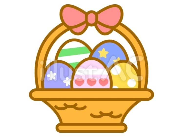 イースターエッグ　かご　茶 イースター,復活祭,行事のイラスト素材