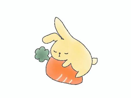 Sleeping White Rabbit and Carrot, JPG and PNG Sleeping White Rabbit and Carrot, animal, yuwawa, loose, JPG and PNG