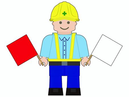 交通誘導員 交通誘導員 工事,安全,規制,交通誘導員,かわいい,手旗のイラスト素材