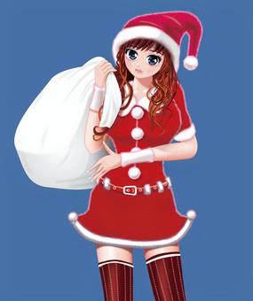 Illustration, christmas, santa girl, tiny, 