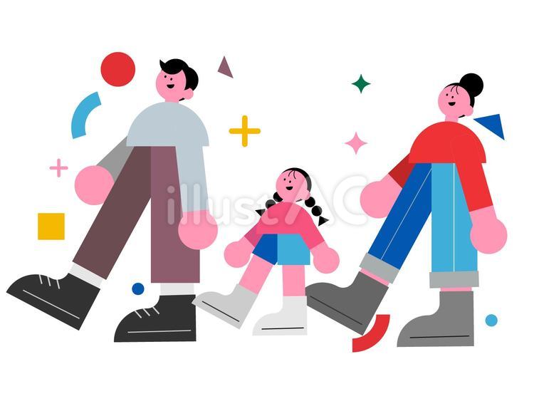 歩いている家族 家族,仲間,仲良しのイラスト素材
