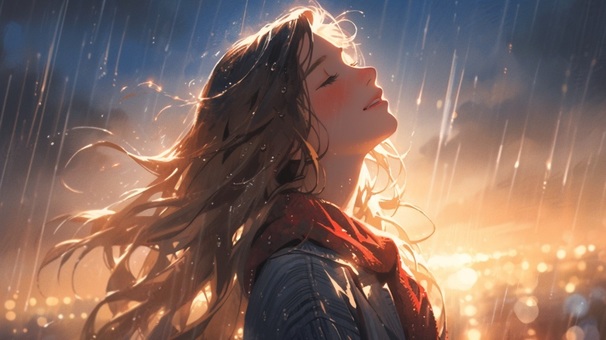 雨に打たれる女性⑤