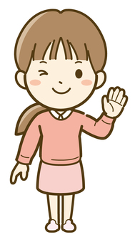 長袖の女の子01_25 子供,子ども,こども,人物,人,小学生,女の子,女子,かわいい,イラストのイラスト素材