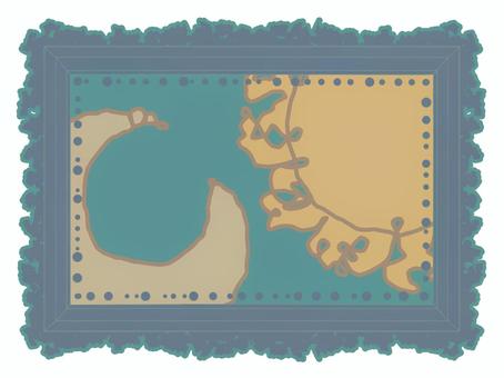 額付きの絵太陽と月 額,額縁,太陽,月,絵,イラスト,深緑のイラスト素材
