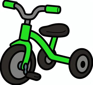緑の三輪車です。 三輪車,シンプル,乗り物,自転車,ペダル,サドル,子供,アウトドア,緑のイラスト素材
