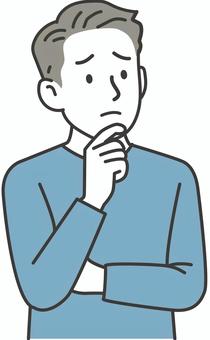 考える男性 男性,考える,思案,悩む,悩み,困る,困惑,疑問,迷う,心配のイラスト素材