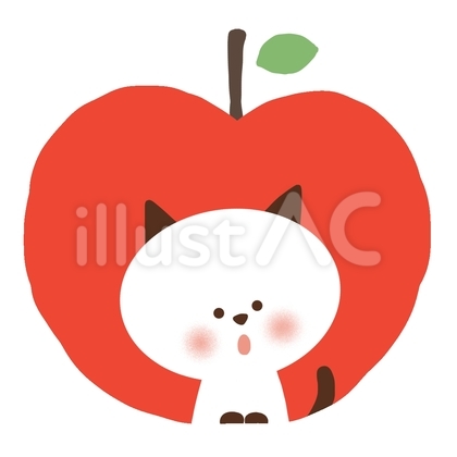 りんごねこ(白×黒)