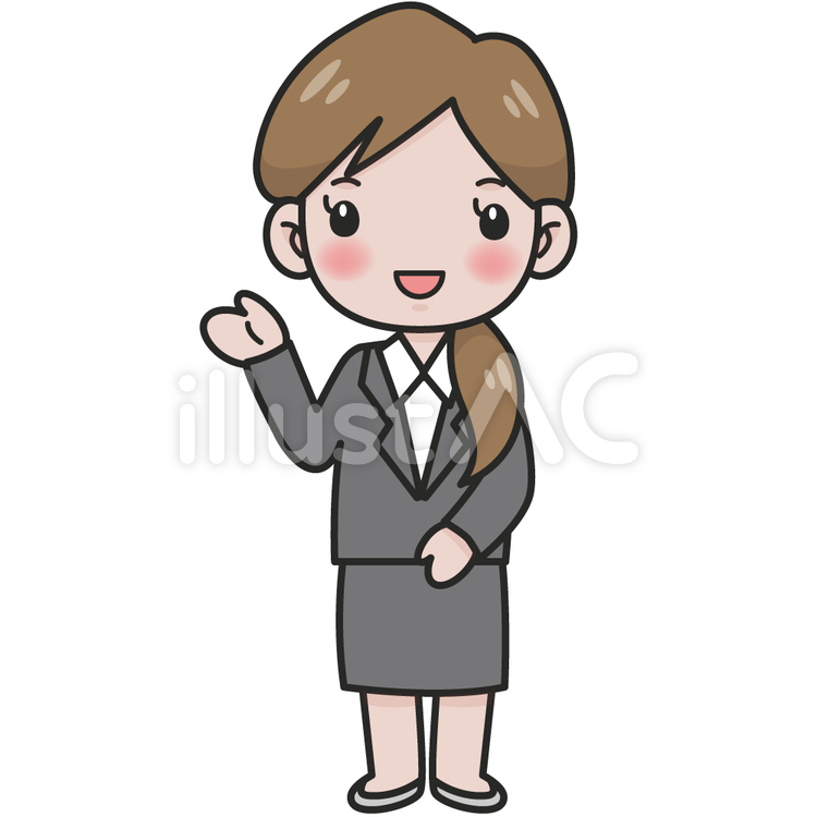 スーツ姿の女性のイラスト（案内） 女性,女子,女の子のイラスト素材