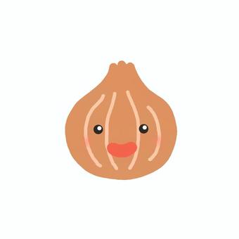 ほっこりするたまねぎ(主線なし) たまねぎ,玉ねぎ,オニオン,食べ物,野菜,葉茎菜,皮つき,１つ,単体,うす茶色のイラスト素材
