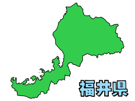 少しゆるい福井県地図 書き文字 福井県,福井,地図,中部地方,北陸地方,ゆるい,手描き,日本地図,線画,緑のイラスト素材