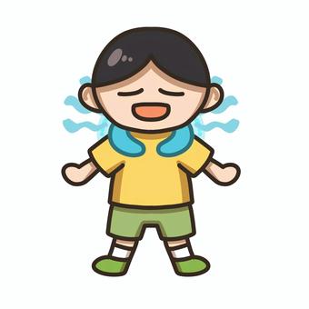 ネッククーラー 男の子,ネッククーラー,夏,暑さ対策,冷却,熱中症予防のイラスト素材