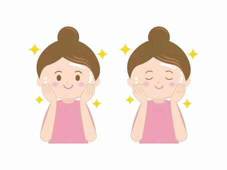 プルプルお肌1 スキンケア,女性,美肌,肌,美容,お手入れ,潤い,艶,顔,キラキラのイラスト素材