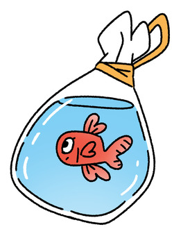 Illustration, goldfish, goldfish scooping, simple, 