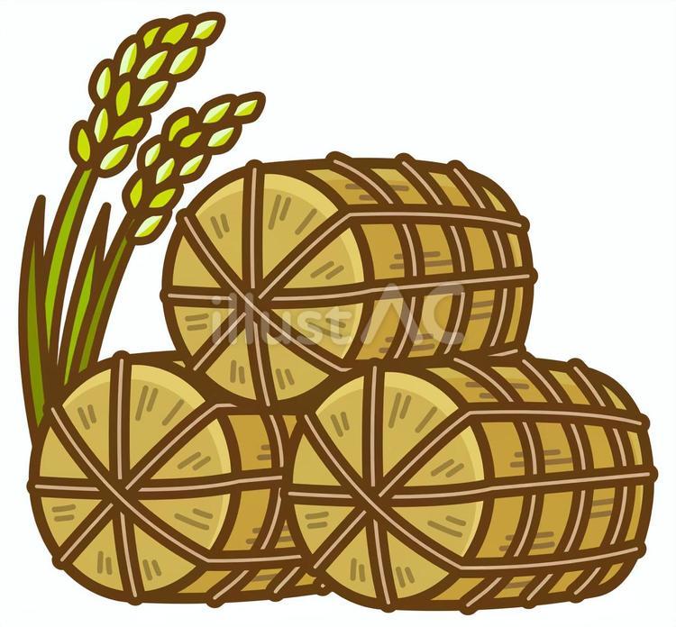 米俵と稲穂 米俵,稲,稲作のイラスト素材