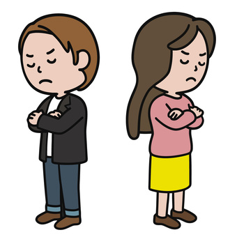 喧嘩する人 喧嘩,口論,対立,トラブル,怒り,葛藤,不満,衝突,緊張,人間関係のイラスト素材