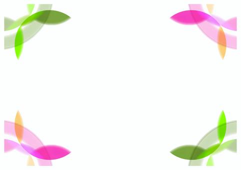どことなく和風、葉と花の色合いフレーム１ 和風,ピンク,グリーン,コーナー,対称のイラスト素材