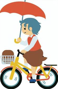 自転車の危険運転 乗り物,軽車両,自転車,交通違反,危険運転,青切符,交通安全,雨の日,傘さし運転,ながら運転のイラスト素材