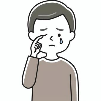 泣く人 上半身 涙_顔白-影 GHM 男性,女々しい,泣く,涙,涙目,涙を流す,しくしく,めそめそ,悲しい,寂しいのイラスト素材