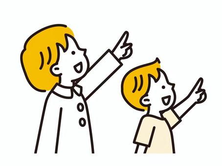 上を見上げて指差しする男の子と女の子 目指す,子ども,上,指差し,未来,見上げる,指差す,発見,将来,女性のイラスト素材