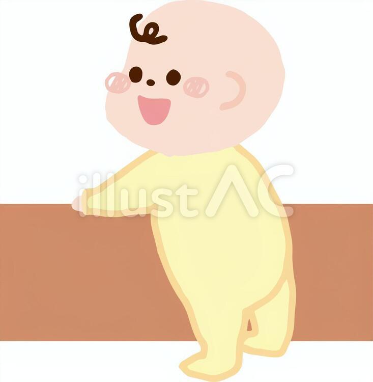 赤ちゃん（主線無し・つかまり立ち）） 赤ちゃん,乳児,保育園のイラスト素材