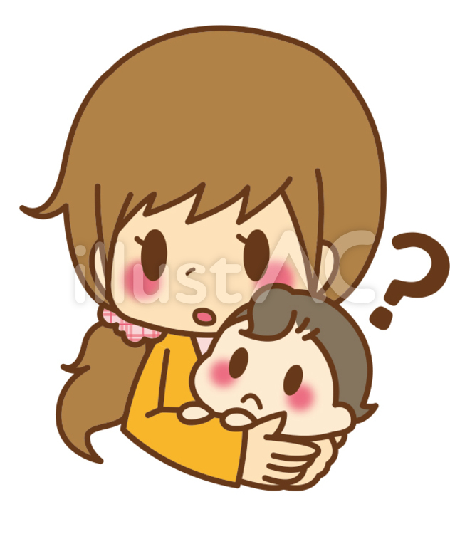 女性＊ママと赤ちゃん_疑問 女性,女子,成人のイラスト素材