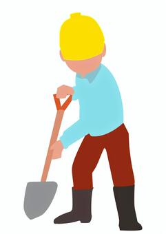 土木作業員 土木作業,作業員,男性,スコップ,肉体労働,労働者,働く,仕事,工事,現場のイラスト素材