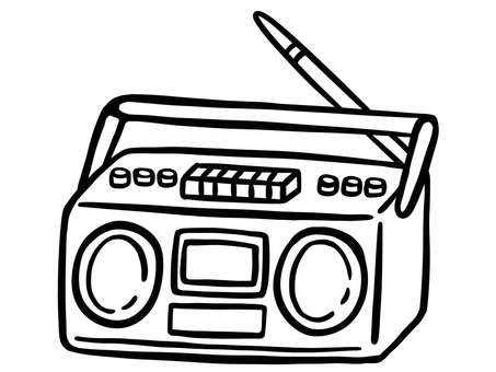ラジカセ 線画 ラジカセ 線画 ラジカセ,カセット,テープ,プレーヤー,音楽,音,レトロ,昭和,平成,懐かしいのイラスト素材