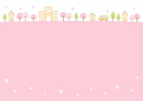 入学・入学式 卒業・卒業式 春の桜と学校 春,桜,背景,卒業,入学,フレーム,卒業式,入学式,学校,中学校のイラスト素材