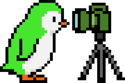 ドット絵のカメラに近づく緑のペンギンです ドット絵,ペンギン,接近,近づく,シンプル,カメラ目線,アップ,正面,どアップ,動物のイラスト素材