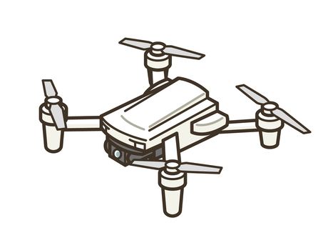 ドローン_01 小型ドローン,ドローン,無人機,空撮,クワッドコプター,ラジコン,飛行,技術,監視,送信のイラスト素材