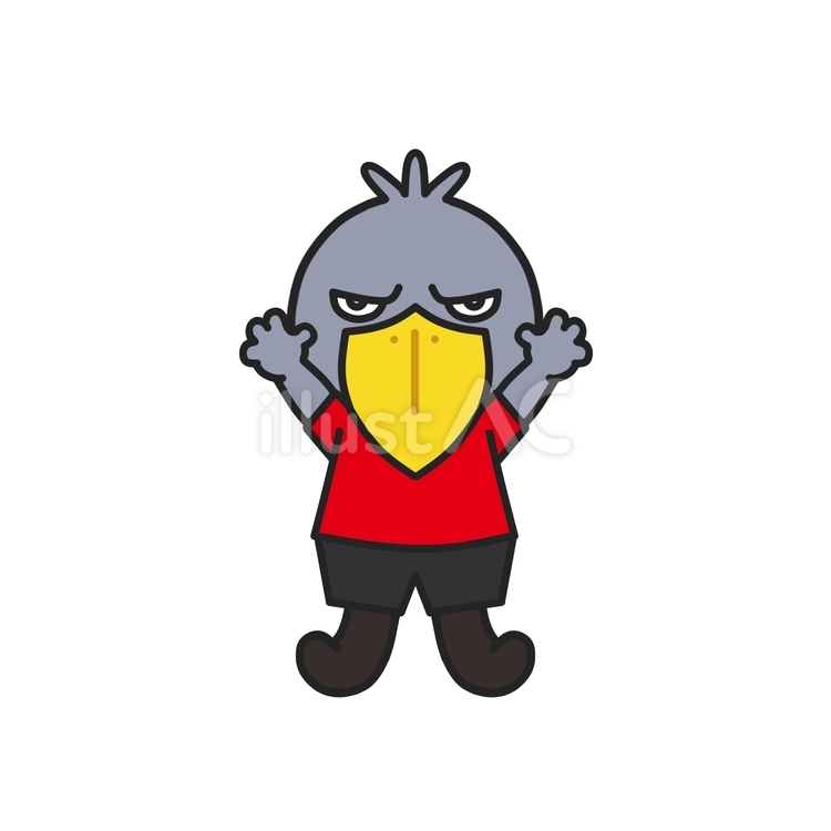 赤いウエアを着てバンザイするハシビロコウ かわいい,部活,クラブ活動のイラスト素材