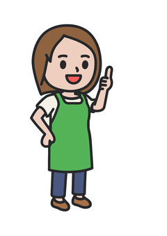ワンポイントアドバイス ワンポイントアドバイス 人物,指差し,案内,目標,ポジティブ,チェック,ワンポイント,店員,女,エプロンのイラスト素材