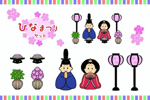 Hinamatsuri illustration set, bambole di hina, hina matsuri, eventi, JPG, PNG and AI