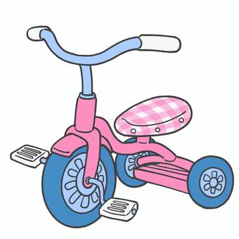 かわいい三輪車の手描きイラスト2 三輪車,手描き,遊び,乗り物,かわいい,保育園,幼稚園,療育園,赤のイラスト素材