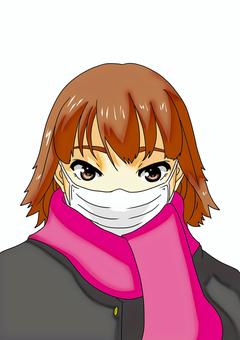 Illustration, mask, cold, scarf, JPG