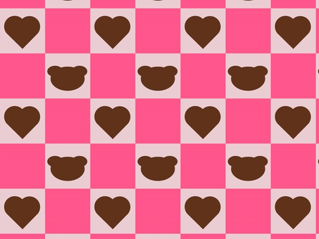 チョコレート チェック柄 チョコレート,ハート,くま,チェック柄,ピンク,背景,パターンのイラスト素材