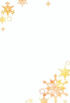 雪の結晶背景フレーム　オレンジの囲み飾り 雪の結晶,フレーム,枠,冬,雪,飾り枠,囲み,装飾,クリスマス,飾り罫のイラスト素材