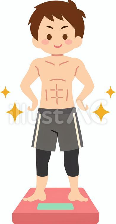 ダイエットに成功した男の子 ダイエット,成功,体重計のイラスト素材