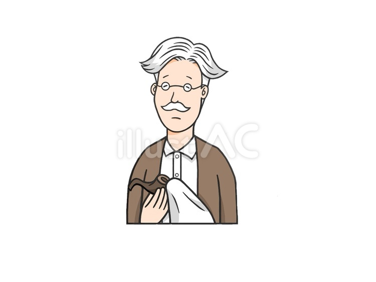 優しそうな印象のお爺さん(高齢者) お爺さん,白髪,老人のイラスト素材