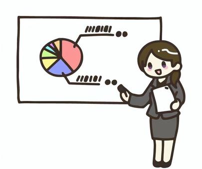 プレゼンテーションをする女性 プレゼンテーションをする女性 プレゼンテーション,仕事,会議,グラフ,会社員,女性,スーツ,社会人,発表,資料のイラスト素材