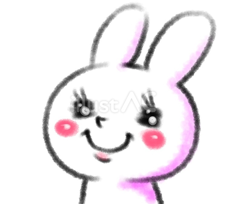 少女漫画風うさぎ　にっこり うさぎ,動物,可愛いのイラスト素材