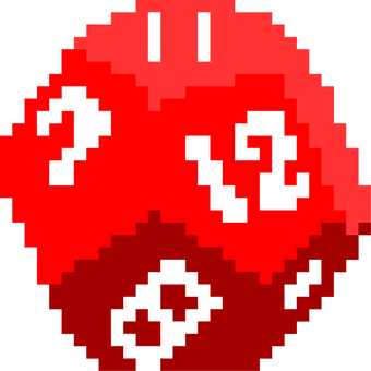 ドット絵の赤の12面ダイスです。 ドット絵,12面,ダイス,シンプル,多面体,幾何学,立体,ゲーム,アクセサリー,サイコロのイラスト素材