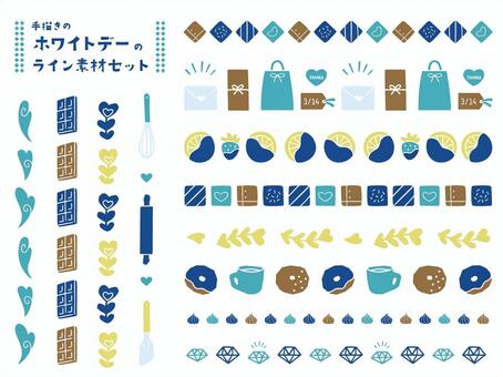 ホワイトデーモチーフのライン素材セット セット,ライン,飾り罫,ホワイトデー,3月,チョコレート,かわいい,おしゃれ,飾り,プレゼントのイラスト素材