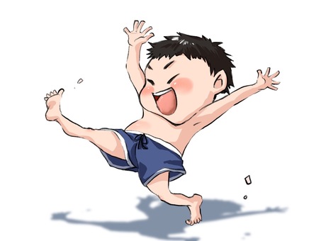 Illustration, man, child, dive, 