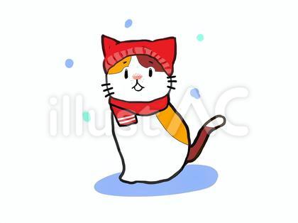 冬の雪の中のネコ