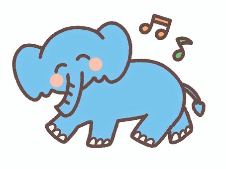 ルンルン楽しそうなゾウ ゾウ,象,楽しい,嬉しい,音符,動物,生き物,ウキウキ,ルンルン,ゆるいのイラスト素材
