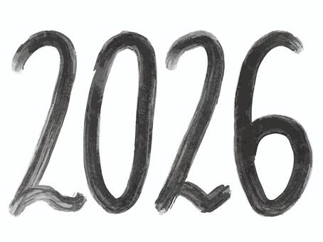 2026　手書き 2026,年賀,年賀状のイラスト素材