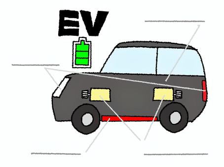 EV ev,電気,自動車,モーター,バッテリー,真横,乗り物,移動,お知らせ用,宣伝用のイラスト素材